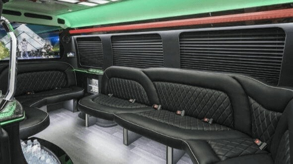 Interior of Charter Bus Company Wheaton's 14 Passenger Sprinter Limousine in Wheaton