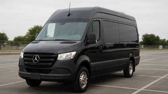 Exterior of Charter Bus Company Naperville's 14 Passenger Sprinter Limousine in Naperville