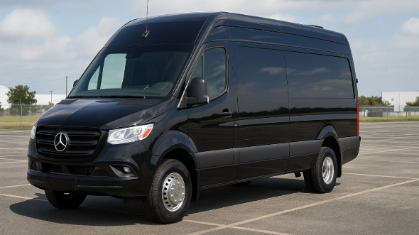 Exterior of Charter Bus Company Tinley Park's 14 Passenger Sprinter Limousine in Tinley Park