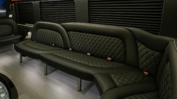 Interior of Charter Bus Company Orland Park's 15 Passenger Party Bus in Orland Park