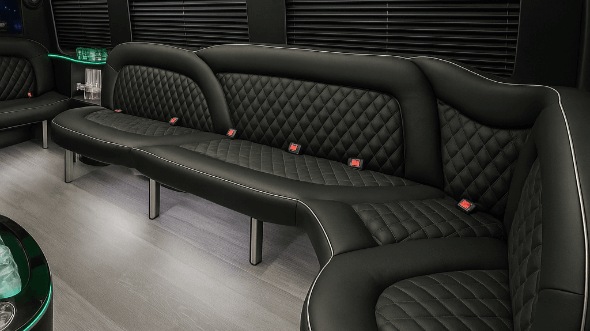 Interior of Charter Bus Company Tinley Park's 18 Passenger Party Bus in Tinley Park