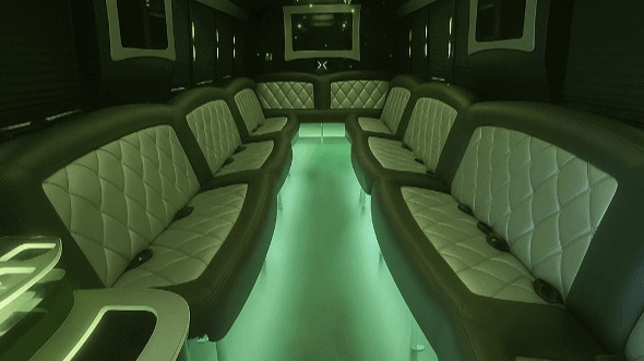 Interior of Joliet Party Bus Company's 20 Passenger Party Bus in Joliet