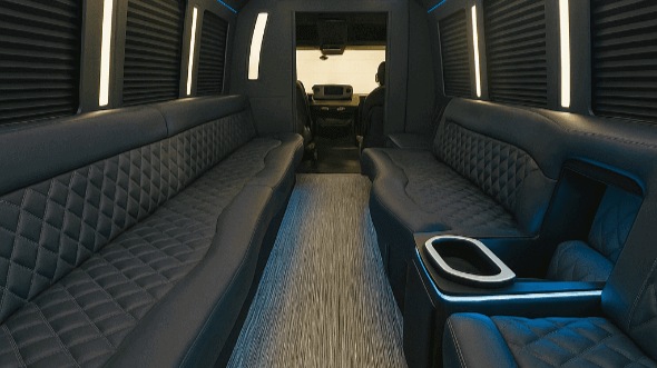 Interior of Charter Bus Company Oak Lawn's 20 Passenger Party Bus in Oak Lawn