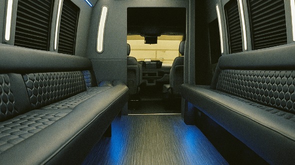 Interior of Charter Bus Company Tinley Park's 25 Passenger Party Bus in Tinley Park