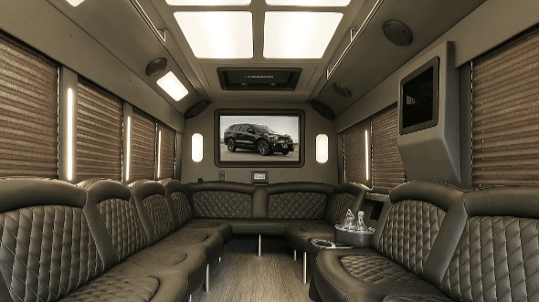 Interior of Charter Bus Company Berwyn's 28 Passenger Party Bus in Berwyn