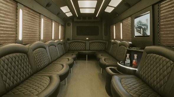 Interior of Charter Bus Company Naperville's 30 Passenger Party Bus in Naperville