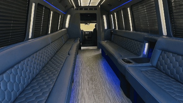 Interior of Charter Bus Company Oak Park's 30 Passenger Party Bus in Oak Park