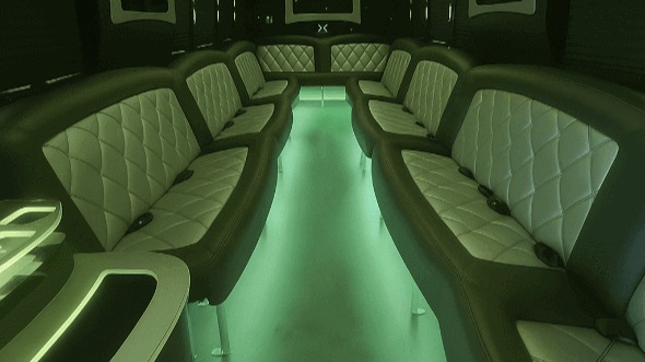 Interior of Charter Bus Company Downers Grove's 40 Passenger Party Bus in Downers Grove