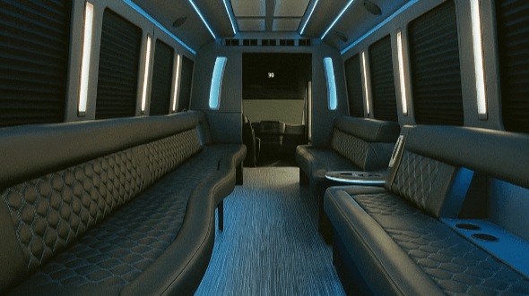 Interior of Charter Bus Company Naperville's 50 Passenger Party Bus in Naperville