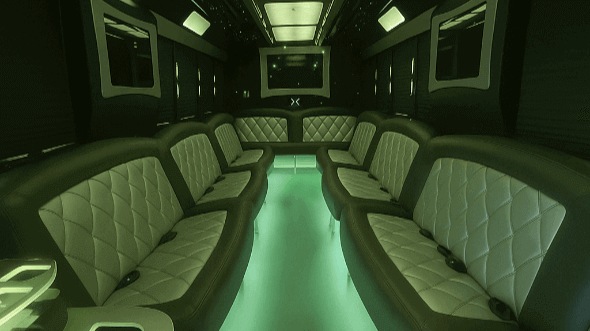Interior of Charter Bus Company Tinley Park's 50 Passenger Party Bus in Tinley Park