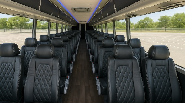 Interior of Charter Bus Company Joliet's 54 Passenger Charter Bus in Joliet